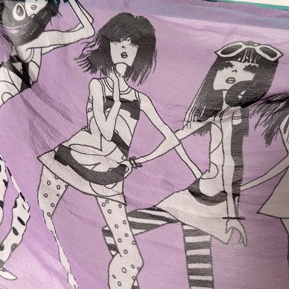 Anna Sui Purple Silk Scarf 💜 NYC Soho - Picture 3 of 5